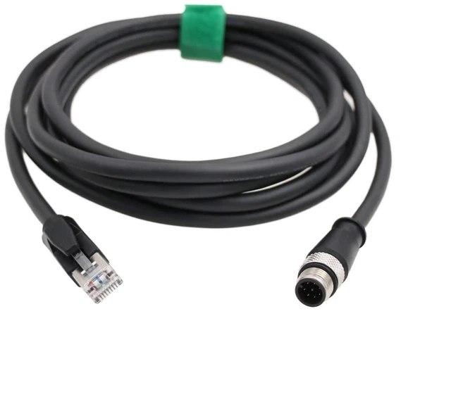 Main image of HangTon Cognex Gige Ethernet M12 8 Pin A-Code Male to RJ45 CAT6 Cable, Shielded High Flex Network Cable (2 Meter)