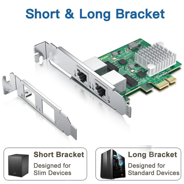 Alt view image 3 of 5 - H!Fiber 2.5Gbase-T PCIe NIC with Realtek RTL8125 Chip, 2.5Gb Network Card, 2500/1000/100 Mbps,Dual RJ45 Ports, PCIe X1, Ethernet Card for Windows/Windows Server/Linux