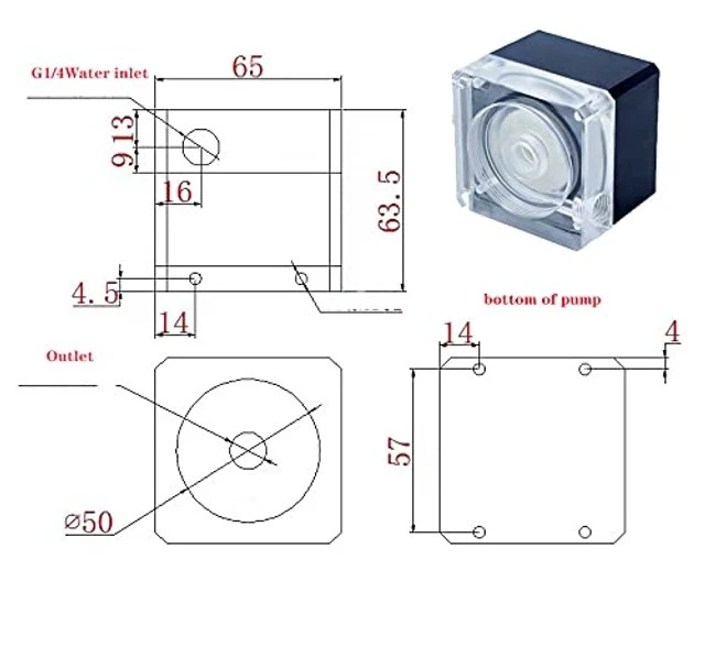 Alt view image 5 of 5 - CPU Water Cooler Pump,Pump for PC Water Cooling Systems-Support PWM -800L/H-G1/4 Threaded Hole
