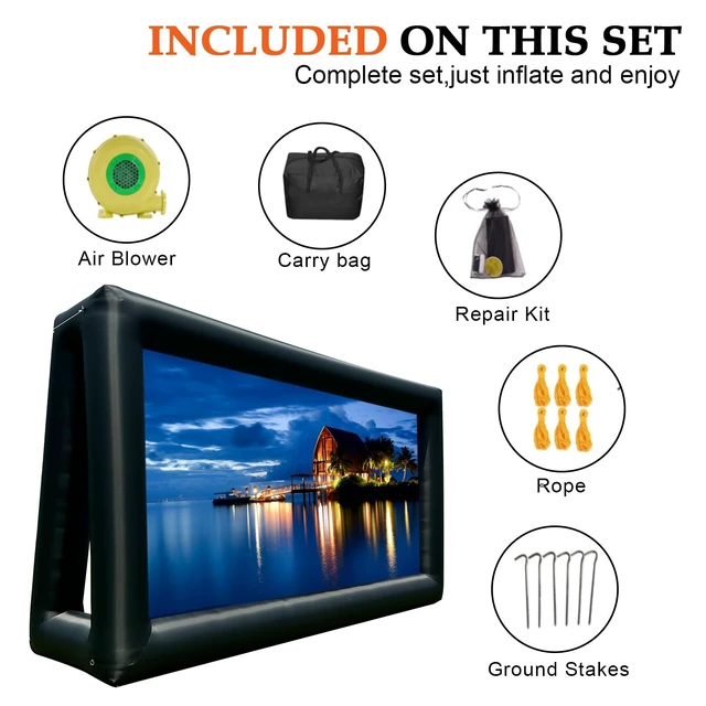 Alt view image 3 of 5 - Inflatable Projector Screen for Outside 33ft Blow Up Movie Screen Outdoor with Air Blower, Easy Set Up Inflatable TV Home Theather for Backyards Movie Nights Party Fun, Support Front Rear Projection