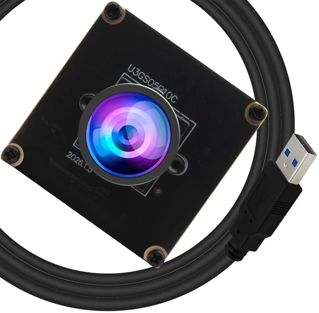 Main image of ELP Global Shutter USB3.0 Camera Module 5mp 60fps Wide Angle 100degree Webcam Board for Computer Mini UVC USB3.0 20Pin PC Camera High Speed Lightburn Cameras for Laser OG05B10 Webcamera for Laptop