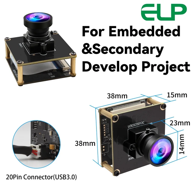 Alt view image 4 of 5 - ELP Global Shutter USB3.0 Camera Module 5mp 60fps Wide Angle 100degree Webcam Board for Computer Mini UVC USB3.0 20Pin PC Camera High Speed Lightburn Cameras for Laser OG05B10 Webcamera for Laptop