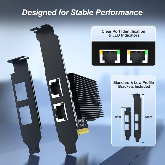 Alt view image 4 of 5 - 10Gb PCIe Network Card with Intel X540-T2 Controller, Dual Port 10GBase-T