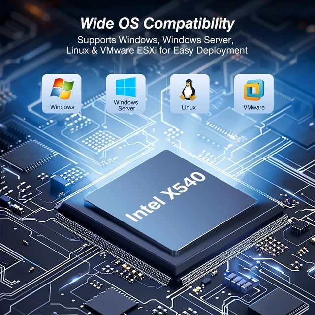 Alt view image 5 of 5 - 10Gb PCIe Network Card with Intel X540-T2 Controller, Dual Port 10GBase-T