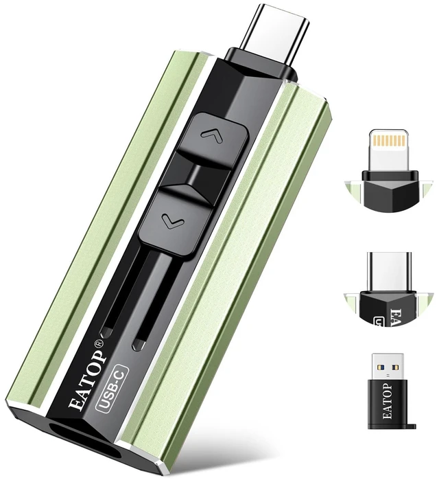 Main image of EATOP 512GB Dual Interface Flash Drive, No App Required, Portable USB Storage Memory Stick for iPhone, iPad, Android, PC & Mac Easily Stores Photos, Videos & Files (Sage Green)