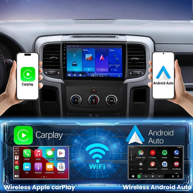 Alt view image 3 of 5 - 9'' Car Stereo for Dodge RAM 1500 2500 3500 2013-2018 with Wireless CarPlay and Touch Screen Radio Replacement,2+64G ROM(Only fit Manual AC)