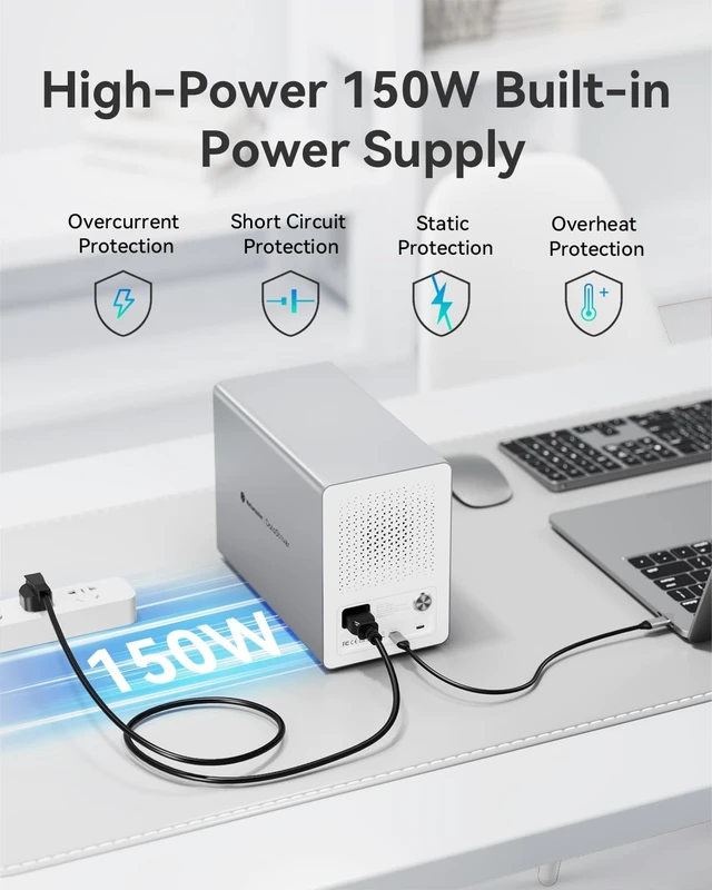 Alt view image 5 of 5 - Yottamaster 5 Bay Hard Drive Enclosure USB C, 10Gbps Daisy-Chain 5 Bay DAS, Aluminum USB C DAS Enclosure Support 120TB (5x24TB), Max Up to 360TB for 2.5" & 3.5" SATA HDD/SSD (Diskless) VN500C3
