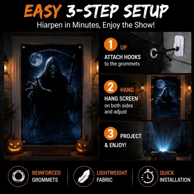 Alt view image 4 of 5 - 80" Halloween Ghost Projection Screen, Sheer Window Decor, Haunted House