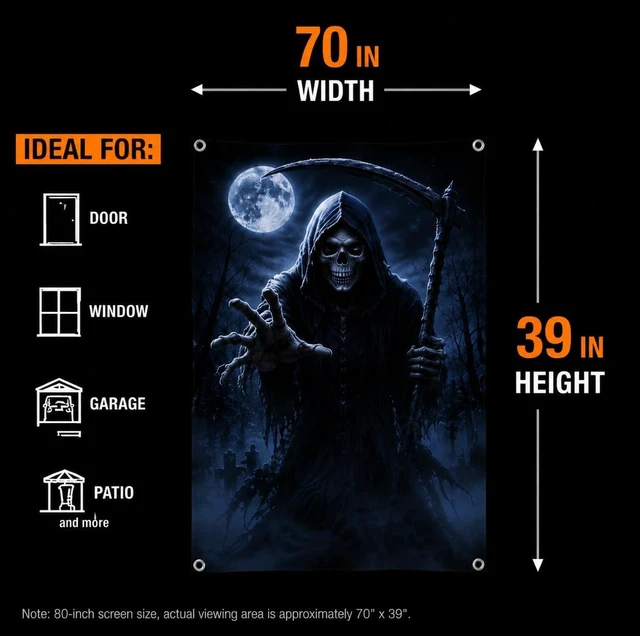 Alt view image 2 of 5 - 80" Halloween Ghost Projection Screen, Sheer Window Decor, Haunted House