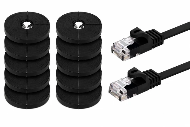 Main image of BRENDAZ Cat5e Ethernet Cable, 25ft. (10-Pack) Snagless Cat 5e Stranded Cord - Network Ethernet Patch Cable, Flat, 350MHz, UTP for PC, Server, Router, Modem, TV, PS5, Game Consoles (10pk, 25-Feet)