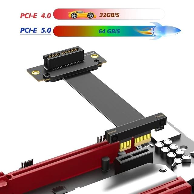 Alt view image 5 of 5 - Mustpoint PCI-e PCI Express 5.0 1X Extension Cable (Dual Vertical 90 Degree Direction)