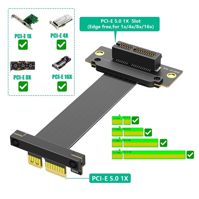 Alt view image 3 of 5 - Mustpoint PCI-e PCI Express 5.0 1X Extension Cable (Dual Vertical 90 Degree Direction)