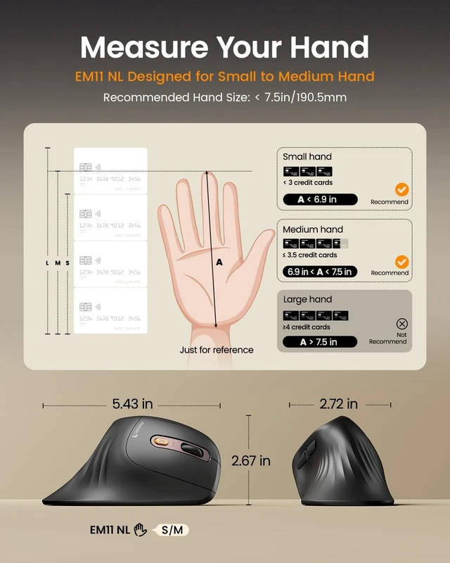 Alt view image 2 of 5 - ProtoArc EM11 NL Wireless Ergonomic Mouse, Rechargeable, Black Pink