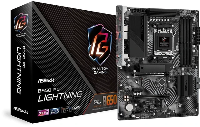 Main image of ASRock B650 PG Lightning AMD AM5 ATX Motherboard, Supports AMD Ryzen 9000/8000/7000 Series Processors, DDR5 7200+ (OC), PCIe 5.0 M.2, 2.5G LAN, 14+2+1 Power Phase