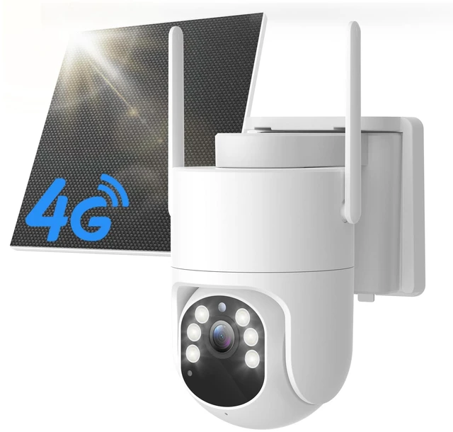Main image of Voxblend 4G LTE Cellular Solar Security Camera Wireless Outdoor, No Wi-Fi Solar Powered Camera, 360 Live View, 2K Color Night Vision, PIR Motion Sensor, Two-Way Talk, Built-in SIM Card