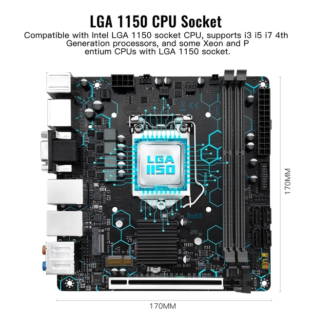 Alt view image 2 of 5 - SHANGZHAOYUAN H97 Strong LGA 1150 Motherboard for Intel 4th Core i7/i5/i3