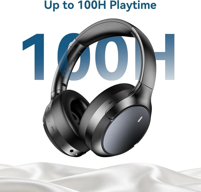 Alt view image 4 of 5 - Hybrid ANC Wireless Over-Ear Headphones, 100H Playtime, Hi-Res Audio, Bluetooth 6.0, Multi-Mode Noise Cancellation, Comfort Fit, iOS & Android Compatible, Foldable Design, Travel-Friendly (Blac