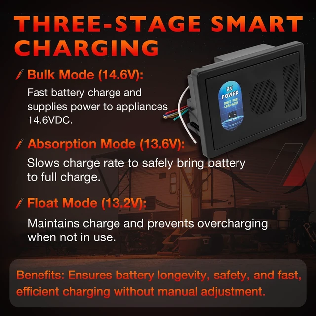 Alt view image 4 of 5 - WF-8735-AD 30A RV Power Converter 12V Charger 35A DC Output Auto Detect