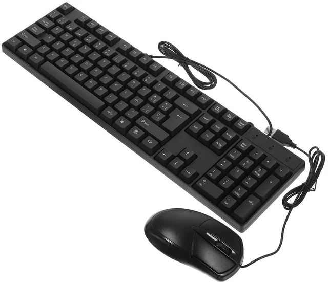 Main image of BESPORTBLE Wired USB Keyboard and Mouse with Spanish Letters Full Layout with Pad Quiet Typing Computer Accessory for Laptop and Desktop Plug and Play USB Powered Combo