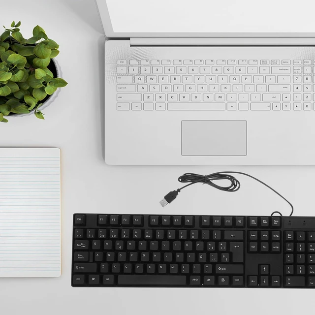 Alt view image 3 of 5 - BESPORTBLE Wired USB Keyboard and Mouse with Spanish Letters Full Layout with Pad Quiet Typing Computer Accessory for Laptop and Desktop Plug and Play USB Powered Combo