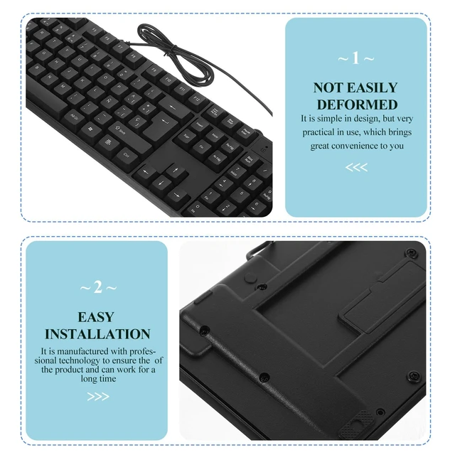 Alt view image 5 of 5 - BESPORTBLE Wired USB Keyboard and Mouse with Spanish Letters Full Layout with Pad Quiet Typing Computer Accessory for Laptop and Desktop Plug and Play USB Powered Combo