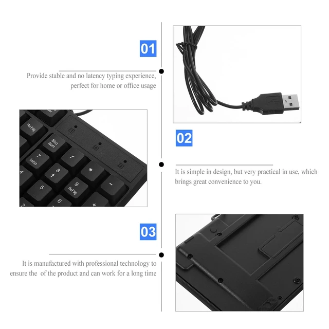 Alt view image 4 of 5 - BESPORTBLE Wired USB Keyboard and Mouse with Spanish Letters Full Layout with Pad Quiet Typing Computer Accessory for Laptop and Desktop Plug and Play USB Powered Combo