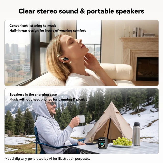 Alt view image 2 of 5 - N04 AI Translator Earbuds 3-in-1 Real-Time Translation Headphones with Touchscreen, 165+ Languages, Bluetooth 6.0 & 32H Battery Perfect for Travel, Business, and Language Learning