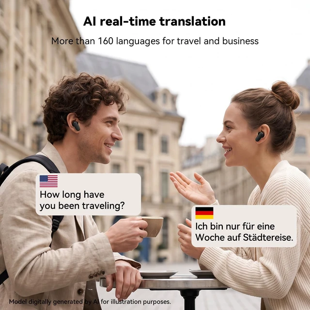 Alt view image 3 of 5 - N04 AI Translator Earbuds 3-in-1 Real-Time Translation Headphones with Touchscreen, 165+ Languages, Bluetooth 6.0 & 32H Battery Perfect for Travel, Business, and Language Learning