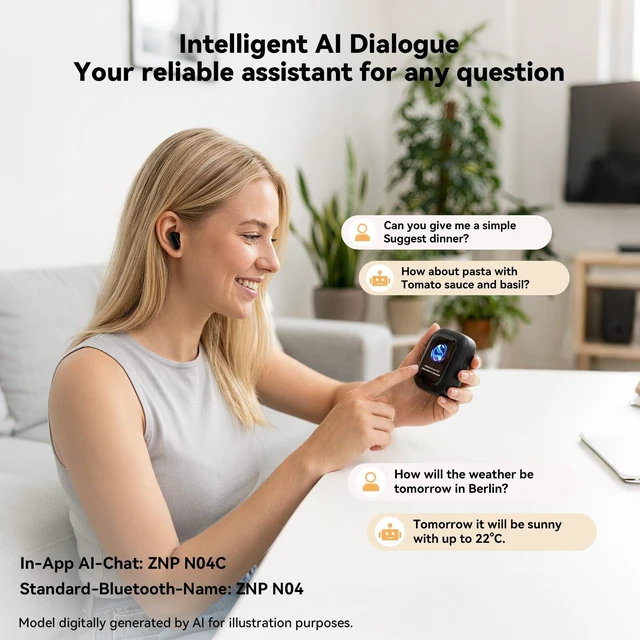 Alt view image 4 of 5 - N04 AI Translator Earbuds 3-in-1 Real-Time Translation Headphones with Touchscreen, 165+ Languages, Bluetooth 6.0 & 32H Battery Perfect for Travel, Business, and Language Learning