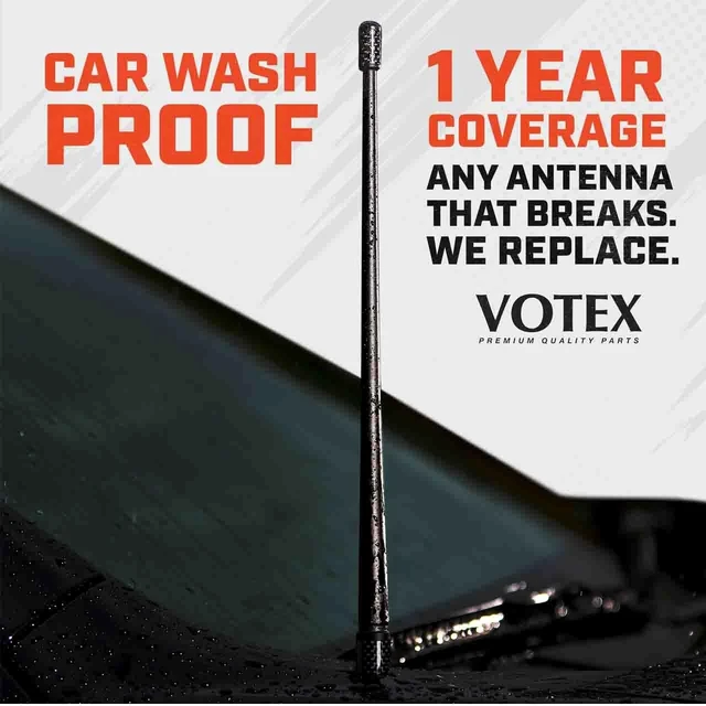 Alt view image 3 of 5 - Votex - 13 3/4 Inch Rubber Antenna fits Ford F-150 ^^ F-250 ^^ F-350 ^^ F-450 ^^ F-550 ^^ Bronco Accessories - USA Stainless Steel Threading - Black Carbon Fiber Trim - Tuned Internal Copper Coil