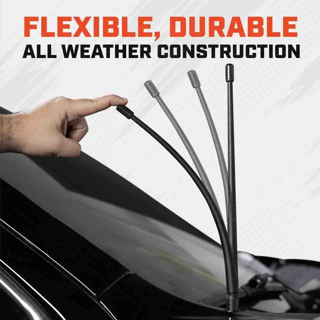 Alt view image 5 of 5 - Votex - 13 3/4 Inch Rubber Antenna fits Ford F-150 ^^ F-250 ^^ F-350 ^^ F-450 ^^ F-550 ^^ Bronco Accessories - USA Stainless Steel Threading - Black Carbon Fiber Trim - Tuned Internal Copper Coil