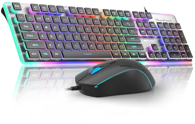 Main image of Camiysn Gaming Creamy Keyboard and Mouse, Black 104 Keys RGB and 6 Speed RGB Mouse Combo, Pudding Keycaps Silent Computer Keyboard for Computer/PC/Laptop/Mac/Windows/Office
