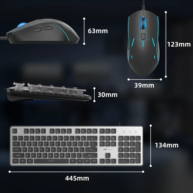 Alt view image 4 of 5 - Camiysn Gaming Creamy Keyboard and Mouse, Black 104 Keys RGB and 6 Speed RGB Mouse Combo, Pudding Keycaps Silent Computer Keyboard for Computer/PC/Laptop/Mac/Windows/Office