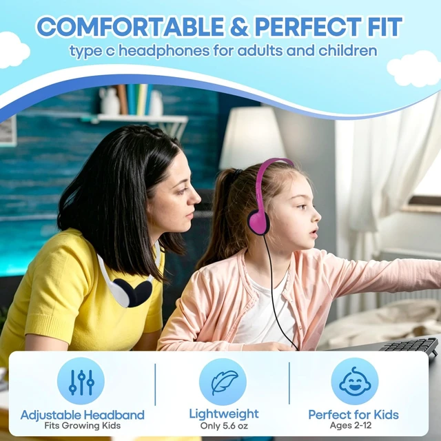 Alt view image 4 of 5 - Type C Kids Headphones Bulk 20 Pack for School Classroom, Upgrade USB Type C Wired Headphones for Boys Girls Students Travel Learning Compatible with Tablet Smartphones Chromebook (LS857C,20 Mixed)