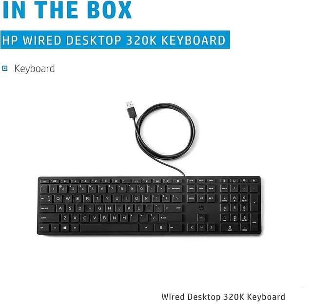 Alt view image 5 of 5 - Bulk Lot of 2 HP Wired Desktop 320K Keyboards Durable, Ergonomic Design ^^ Perfect for Offices, Schools & Enterprises (Pack of 2)