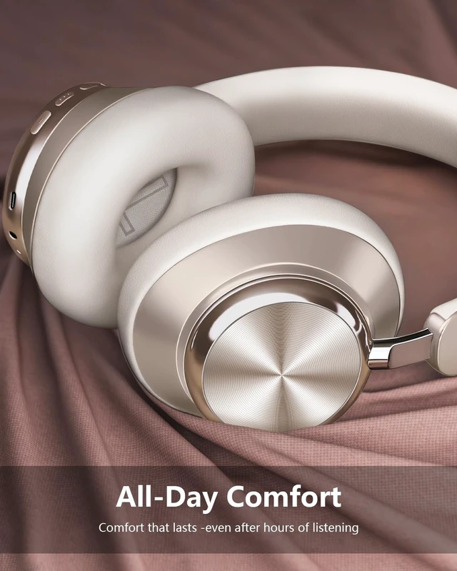 Alt view image 3 of 5 - Wentronic Y03 Bluetooth Headphones Wireless Active Noise Cancelling Over Ear Headphones 48 Hours Playtime High Sound Quality 6 EQ Music Mode Headphones with Soft Ear Cushion - Starlight