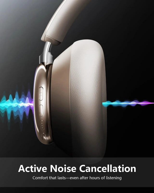 Alt view image 4 of 5 - Wentronic Y03 Bluetooth Headphones Wireless Active Noise Cancelling Over Ear Headphones 48 Hours Playtime High Sound Quality 6 EQ Music Mode Headphones with Soft Ear Cushion - Starlight