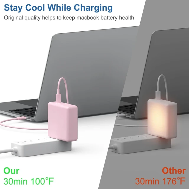 Alt view image 2 of 5 - Mac Book Pro Air Charger with 10FT Extra Long Type C Charging Cable, Pink