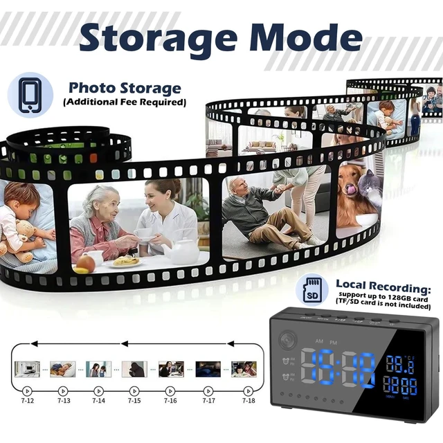 Alt view image 5 of 5 - icamdoor WiFi Security Camera, Hidden Spy Camera Clock, 1080P Nanny Cam