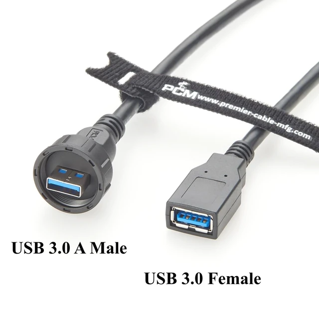 Alt view image 2 of 5 - IP67 Waterproof USB 3.0 Male to Female Extension Cable Round Panel Mount 5Gbps USB A Flush Threaded Recessed Data Transfer & Charging Cable for Printer, Scanner, Industrial Automation(3M/9.84FT)
