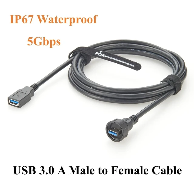 Alt view image 3 of 5 - IP67 Waterproof USB 3.0 Male to Female Extension Cable Round Panel Mount 5Gbps USB A Flush Threaded Recessed Data Transfer & Charging Cable for Printer, Scanner, Industrial Automation(3M/9.84FT)