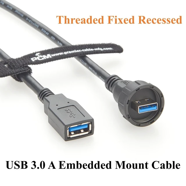 Alt view image 4 of 5 - IP67 Waterproof USB 3.0 Male to Female Extension Cable Round Panel Mount 5Gbps USB A Flush Threaded Recessed Data Transfer & Charging Cable for Printer, Scanner, Industrial Automation(3M/9.84FT)
