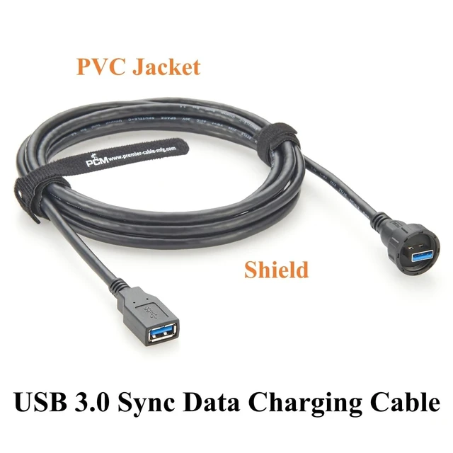 Alt view image 5 of 5 - IP67 Waterproof USB 3.0 Male to Female Extension Cable Round Panel Mount 5Gbps USB A Flush Threaded Recessed Data Transfer & Charging Cable for Printer, Scanner, Industrial Automation(3M/9.84FT)