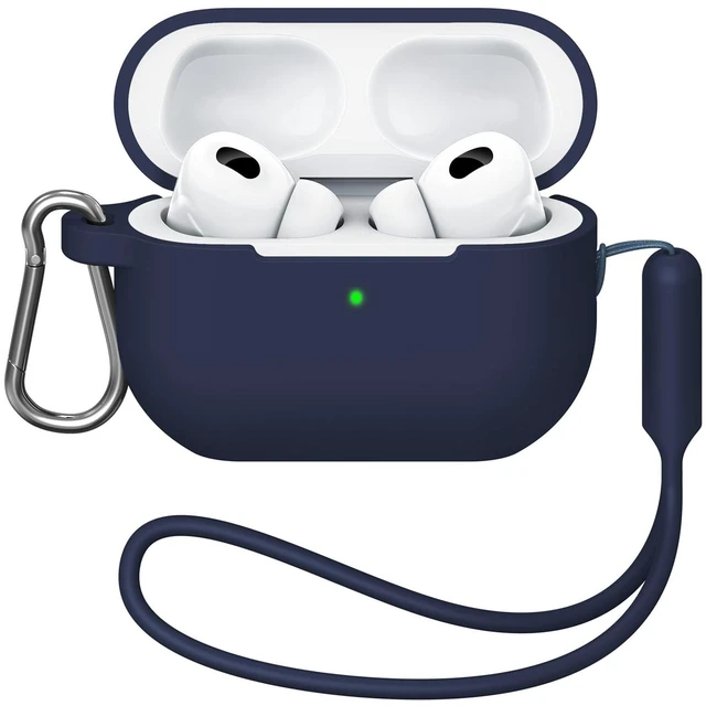 Main image of Matekxy Compatible for 2022 AirPods Pro 2nd Generation Case with Silicone Lanyard, Shockproof and Dustproof Portable Cover with Keychain, Support Apple AirPods Wireless Charging - Azu