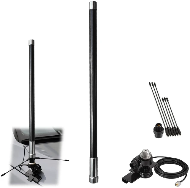 Main image of Dual Band 2m 70cm GMRS Ham Mobile Radio Antenna for Vehicle, Car Radio Antenna with Car Mount Bracket/ 16.5ft RG58 Cable PL-259 Male/VHF UHF Ground Plane Kit, Support Car Two Way Mobile Radio