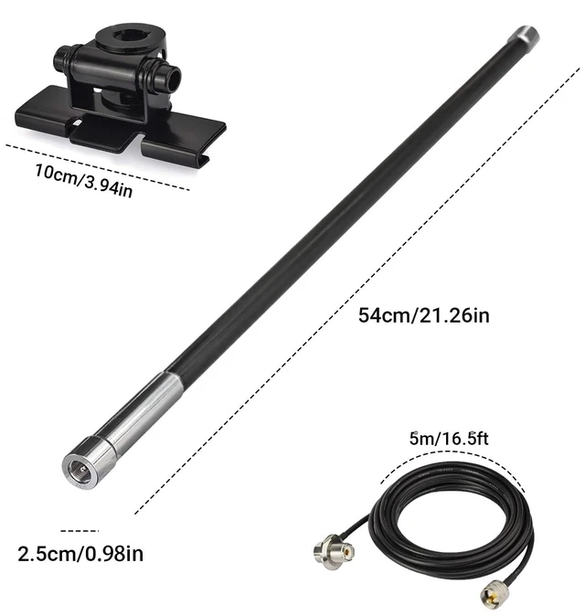 Alt view image 2 of 5 - Dual Band 2m 70cm GMRS Ham Mobile Radio Antenna for Vehicle, Car Radio Antenna with Car Mount Bracket/ 16.5ft RG58 Cable PL-259 Male/VHF UHF Ground Plane Kit, Support Car Two Way Mobile Radio
