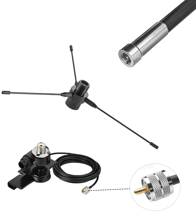 Alt view image 5 of 5 - Dual Band 2m 70cm GMRS Ham Mobile Radio Antenna for Vehicle, Car Radio Antenna with Car Mount Bracket/ 16.5ft RG58 Cable PL-259 Male/VHF UHF Ground Plane Kit, Support Car Two Way Mobile Radio