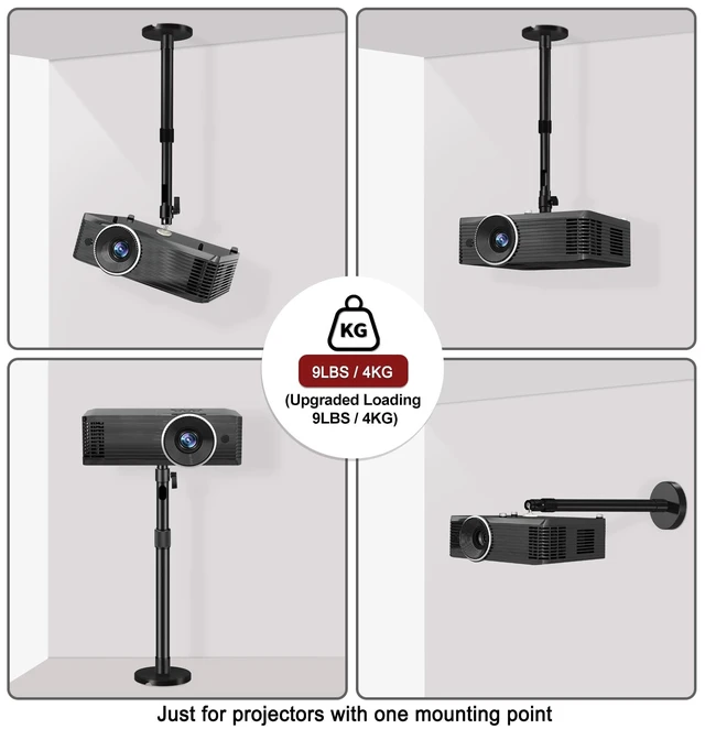 Alt view image 4 of 5 - 2-Be-Best Ceiling Projector Mount Bracket, 360 Rotation & 90 Tilt Adjustable, Compatible with TMY, HAPPRUN, Yaber, Aurzen & Most Projectors