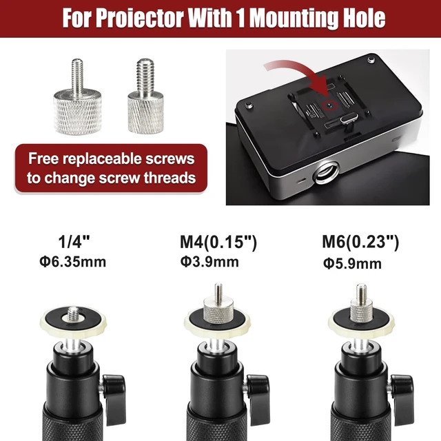 Alt view image 5 of 5 - 2-Be-Best Ceiling Projector Mount Bracket, 360 Rotation & 90 Tilt Adjustable, Compatible with TMY, HAPPRUN, Yaber, Aurzen & Most Projectors