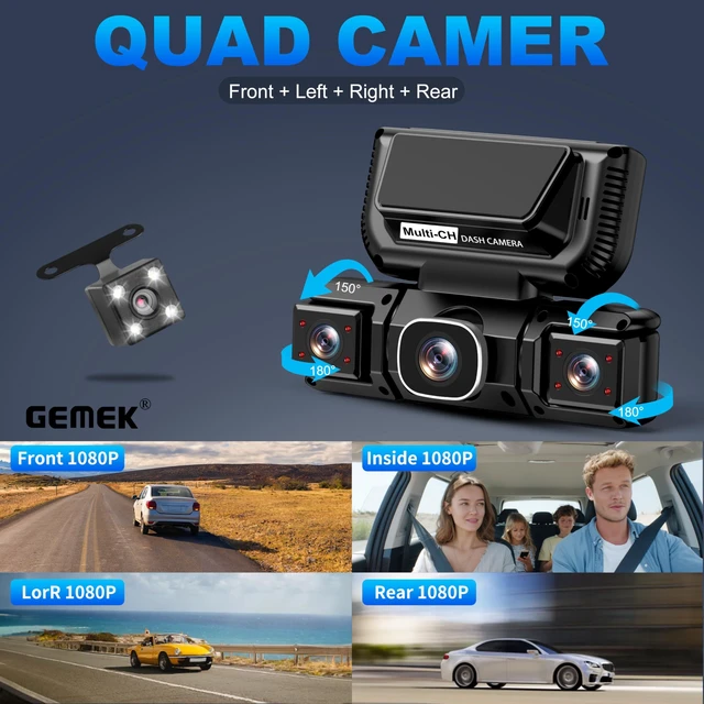 Alt view image 3 of 5 - GEMEK 360 Degree View 4 Channel Dash Cam 5G WiFi & APP Control